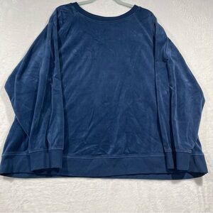 Ava & Viv Blue Velour Top Size 3X Comfortable Oversized Soft Casual Warm Cozy